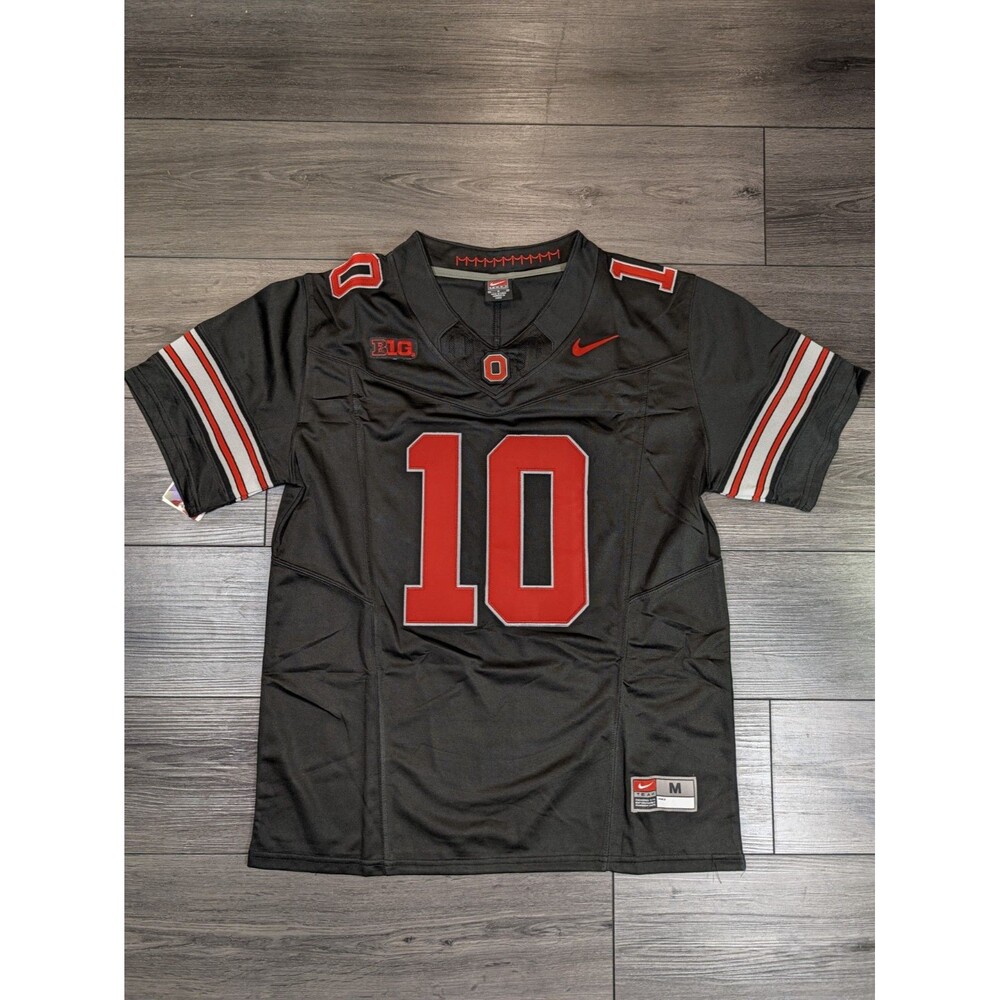 Julian Sayin #10 Black Buckeye Stripe 2026 OSU Ohio State Football Jersey Medium